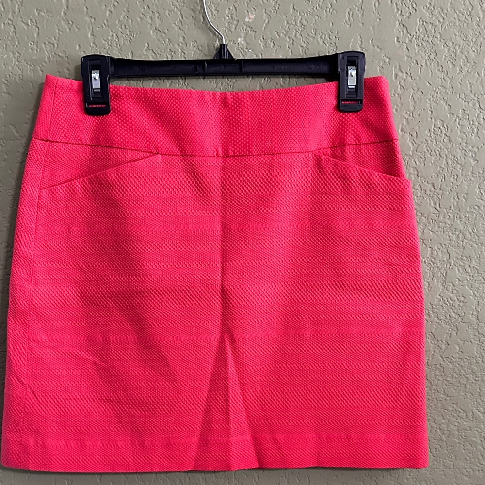 LOFT Bright Pink Textured Mini Skirt